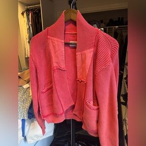 We The Free Ribbed Open Cardigan in Pink